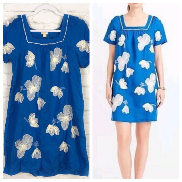 J. Crew Factory Dresses & Skirts - J. Crew Factory Linen Embroidered SquareNeck Dress
